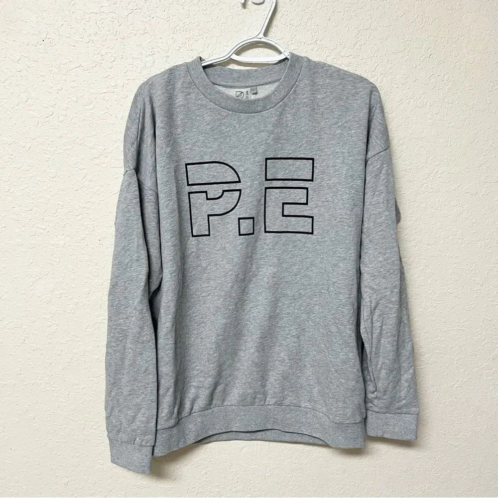 P.E Nation Crewneck Sweatshirt Sweater LOGO Pullover Gray Size S
